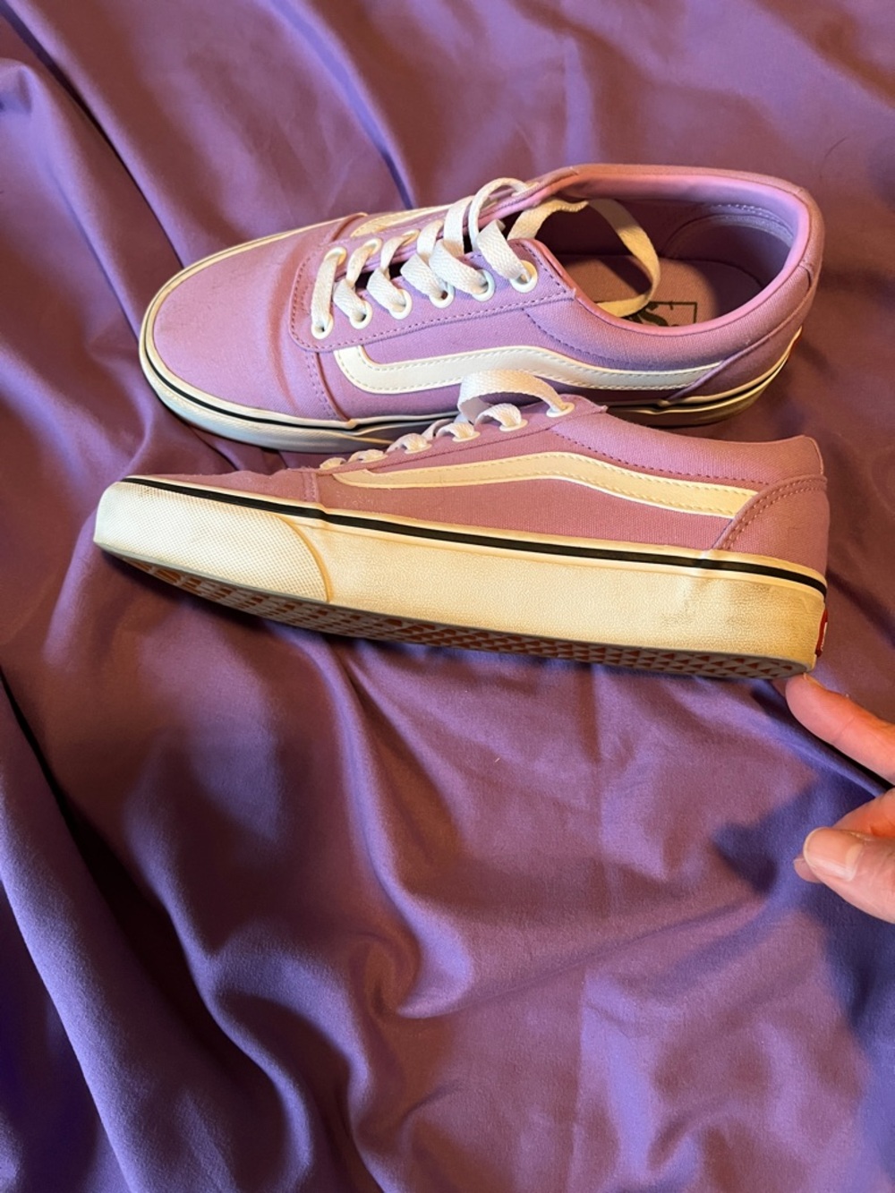 Vans Lavender Low-Top Skate Sneakers with White Stripe